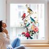 Blumen Vogel auf Ast Statisch Haftend Fensteraufkleber Selbstklebend Abnehmbar Schlafzimmer Wohnzimmer Balkon Glastür Heimdeko Kunst