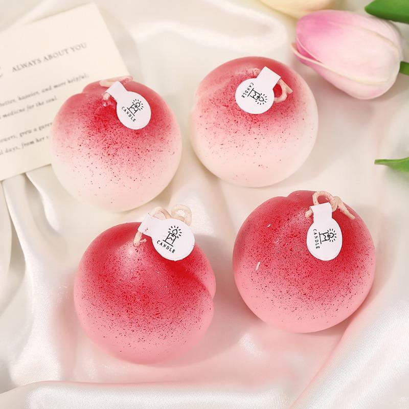 1/2PCS Peach Shape Scented Candle Household Creative Simulation Fruit Fragrance Souvenir Candle Ornament Birthday Gift