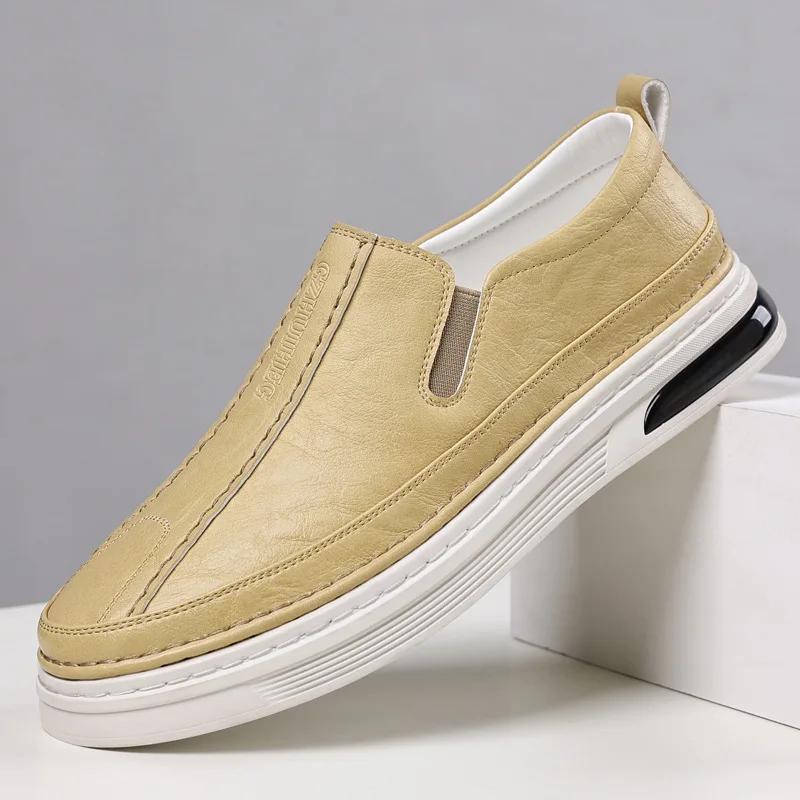 Fashion 2024 Spring Autumn Soft Leather Business Man Shoes British Fashion Designer New Slip-on Casual Men's Shoes Sneakers Male
