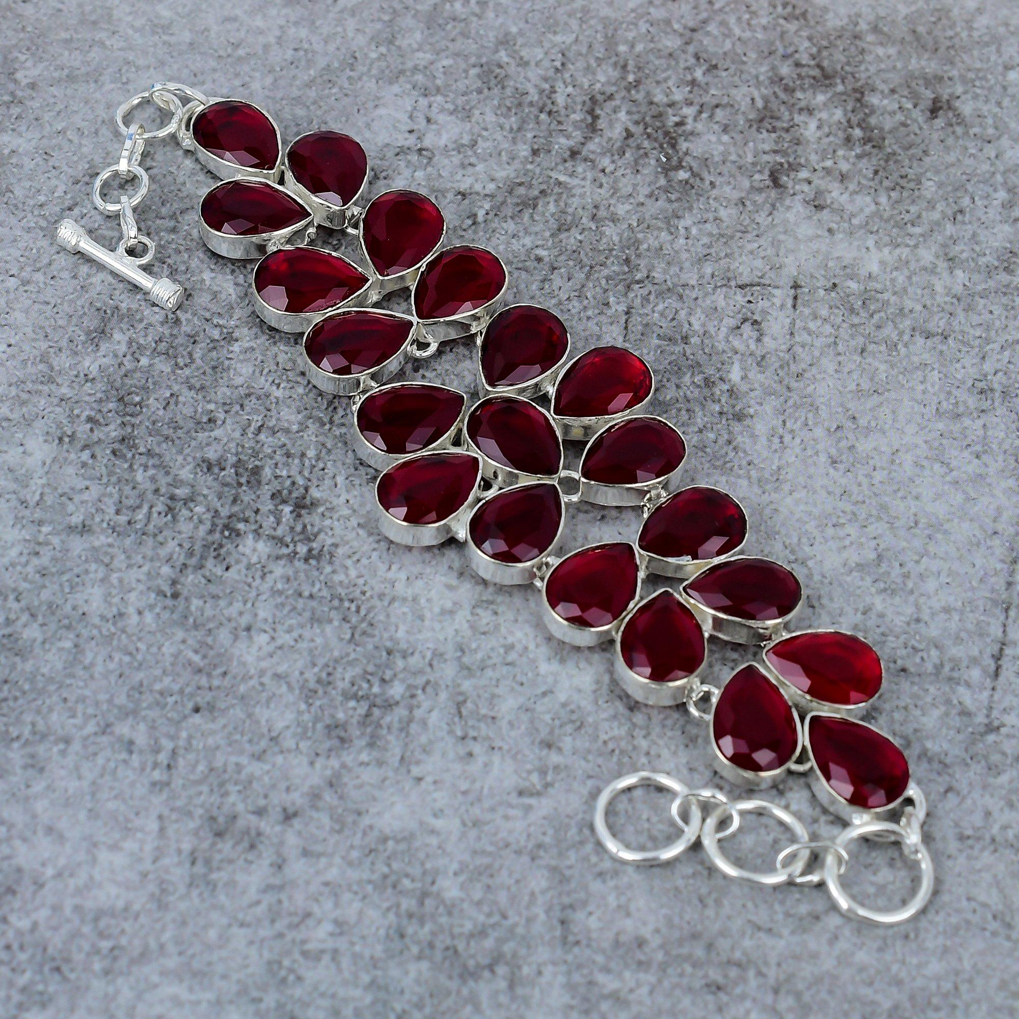 

Mozambique Garnet Gemstone Handmade 925 Sterling Silver Bracelet 7-8 M-291