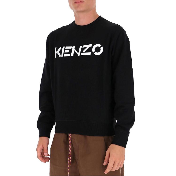 KENZO Letter Logo Sweatshirts Men's Black Crew Neck Moderate FA65SW0004MD-99