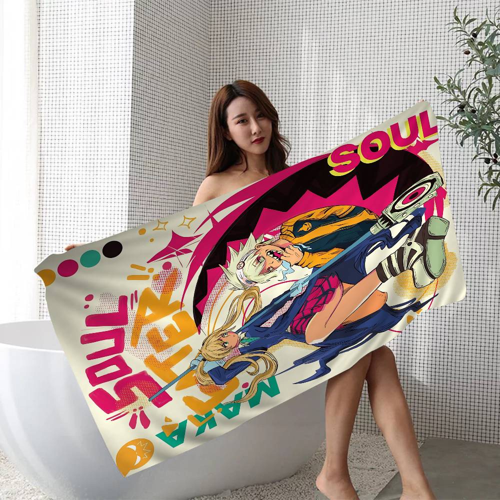 S-Soul E-Eater Anime Microfiber Blanket Quick Drying Beach Towels Oversized Printing Super Absorbent Pool Towel Blanket