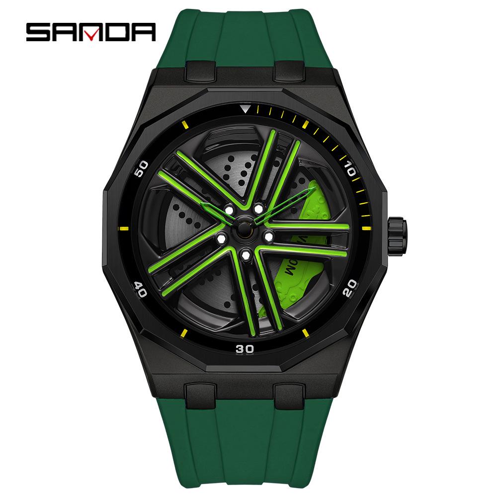 SANDA 1162 Men's Trendy Waterproof Rotating Wheel Quartz Watch