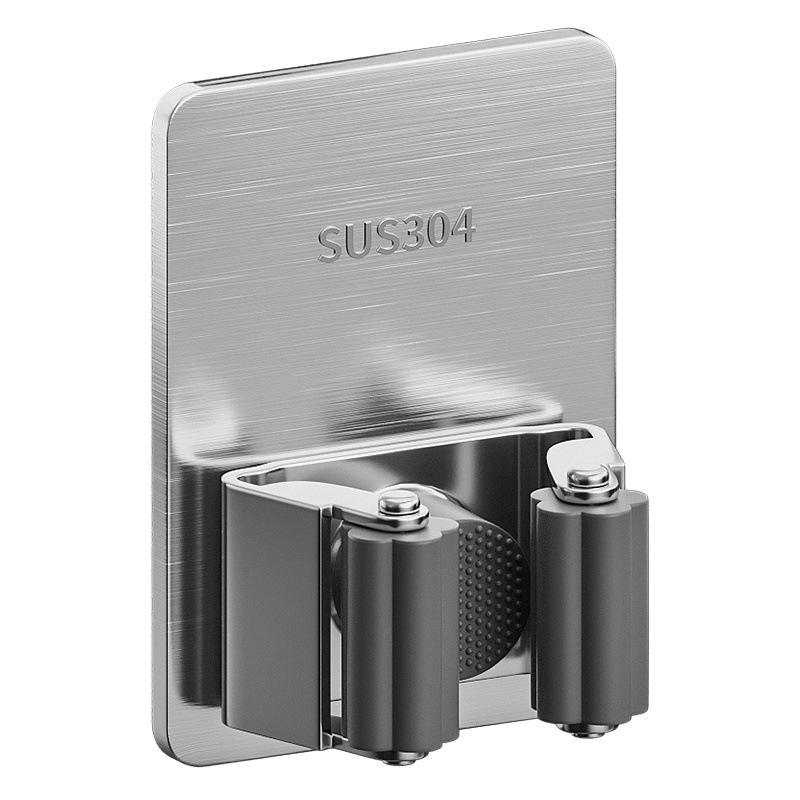 Stainless Steel No-Punch Wall Mount Mop & Broom Holder Clip
