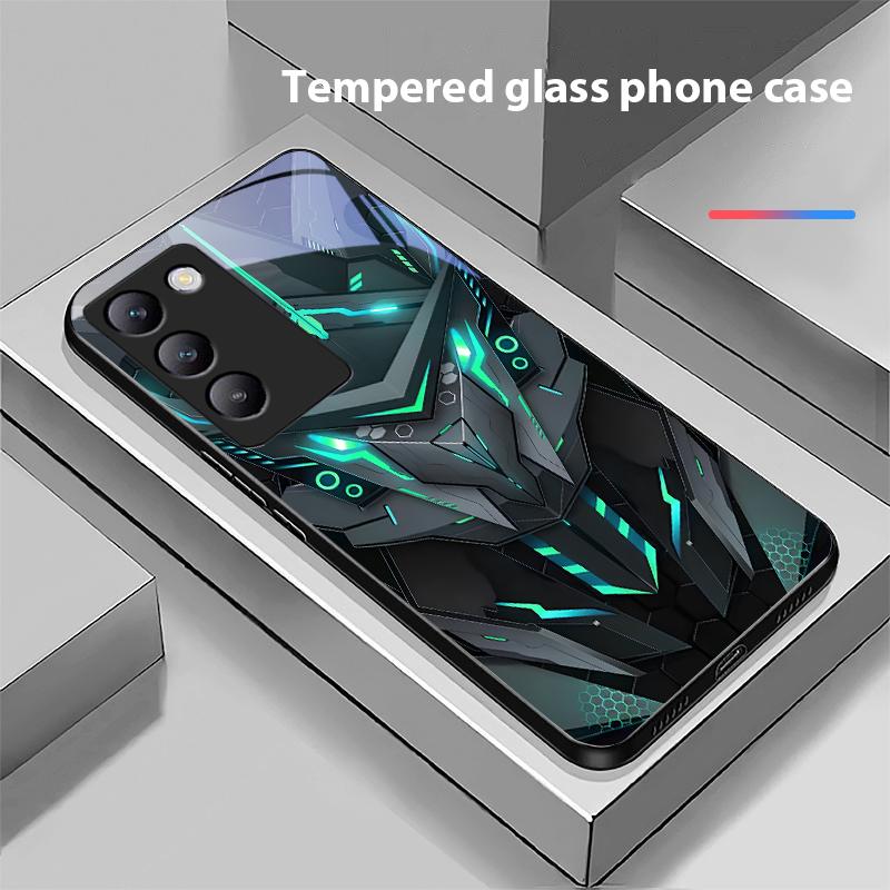 Creative Mech For Y72 33S 11 03 36 96 Lite 35 16 Iqoo 12 V40 SE 5G 29 40 21 30 X80 Pro Vivo Tempered Glass Phone Case Black