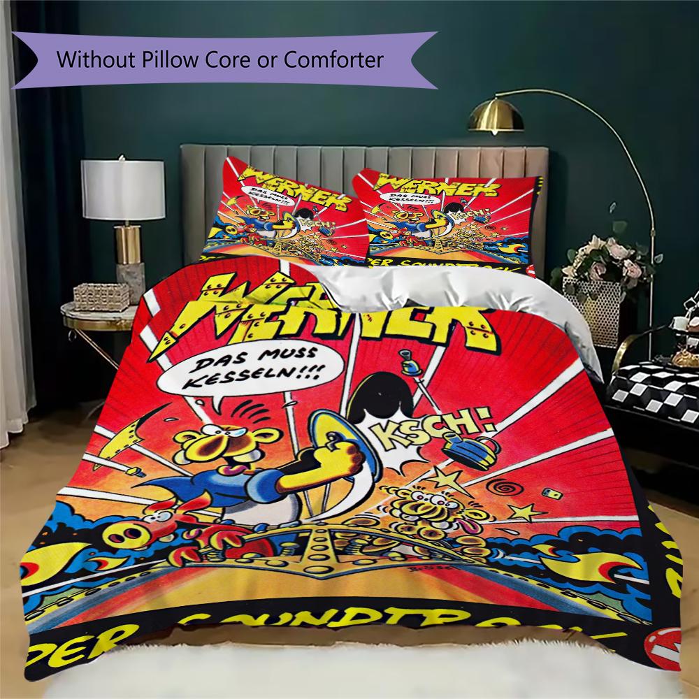 Werner Comic Pattern Bedding uilt Set uilt Cover Pillowcase Home Decoration Birthday Gift (1 * duvet cover + 2 * pillowcase without core)245