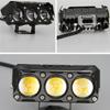 Motorcycle Three-Eye Spotlight, Dual-Color Yellow/White, Easy Installation, Outdoor Waterproof.