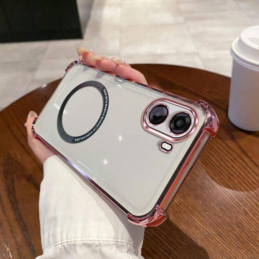 Case for OPPO A6x 4G/5G Clear Magnetic Casing Electroplated Lens Frame Phone Cover