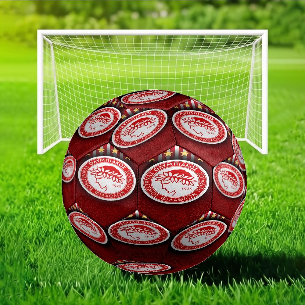 Olympiacos Fc: Red And Black Pride Soccer Ball Size 5 Soccer Ball, Machine-stitched, Durable, Suitable for Training and Matches Fan Gift