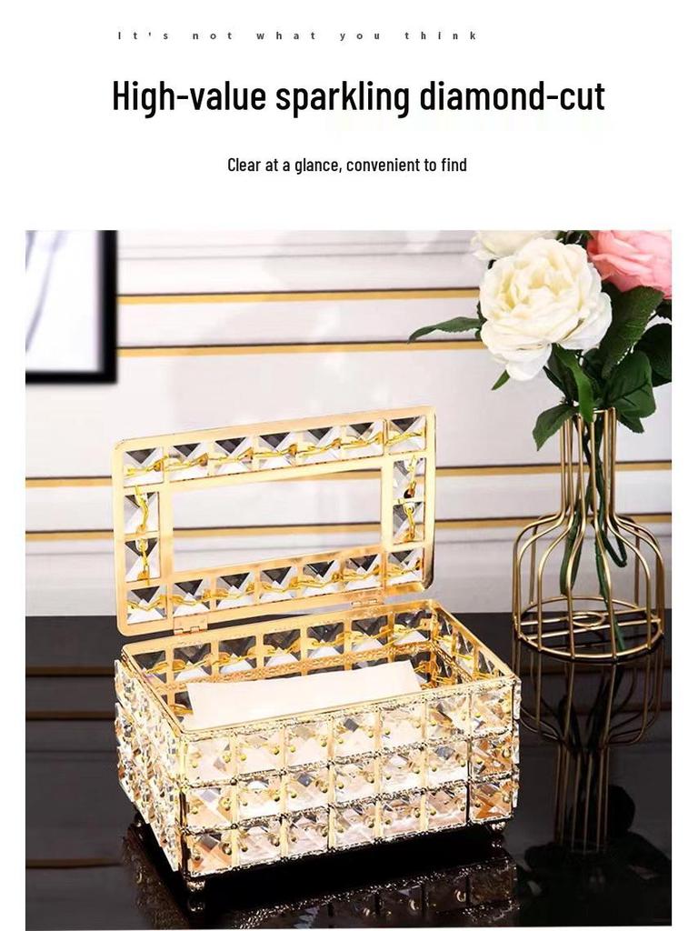 Nordic Style Crystal Tissue Box for Living Room Dining Table