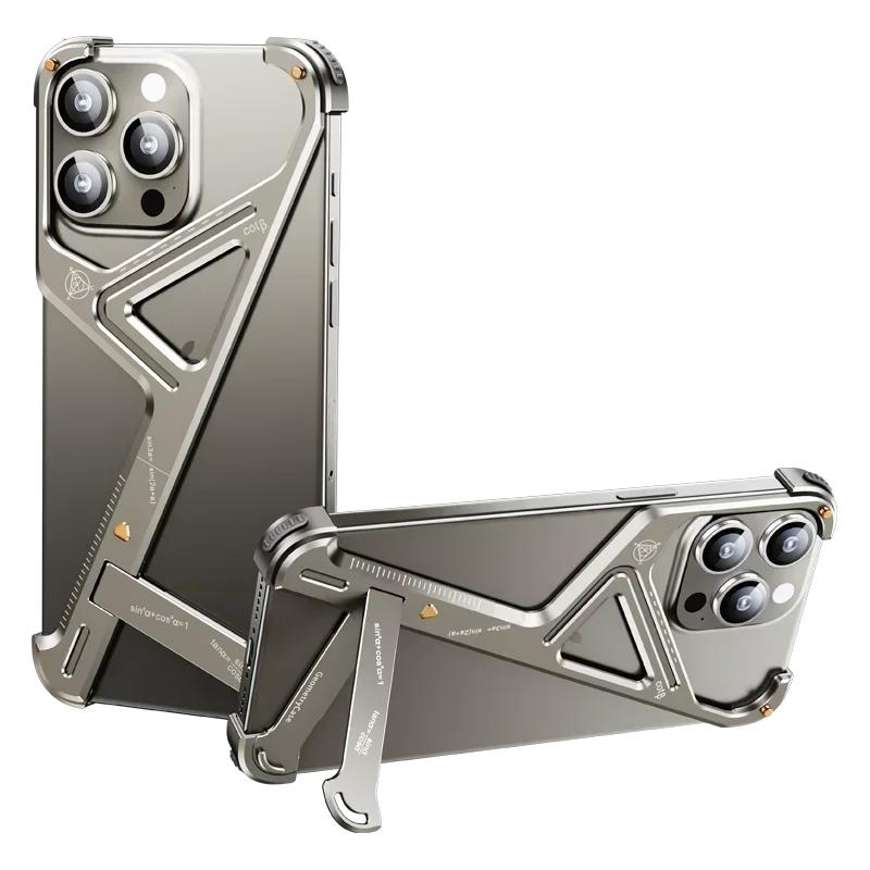 

Eary Frameless Phone Case for iPhone 16 15/14 Pro Max Racetrack Shaped Cool Design Aluminum Matal Bumper Shockproof Phone Cover aluminum&For iPhone 16 Pro