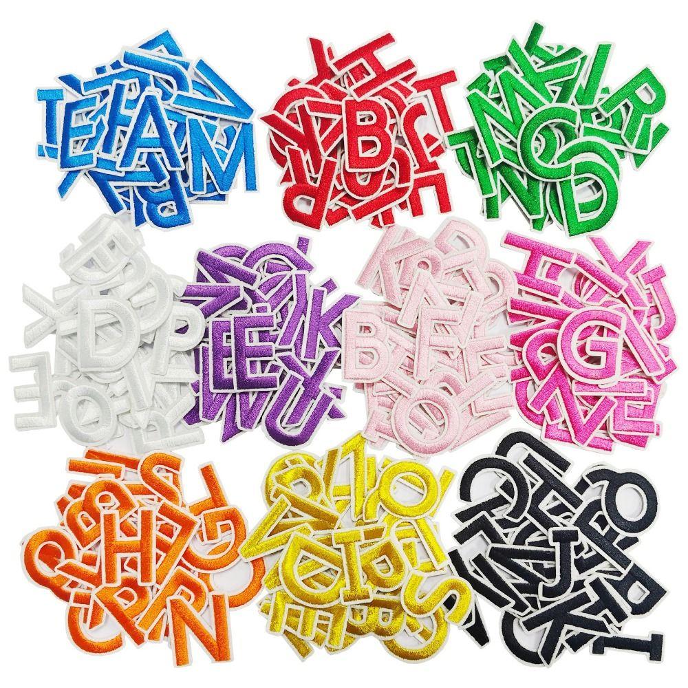 72Pcs A-Z 0-9 Alphabet Embroidered Patches Colorful Sewing Appliques  Clothing Decoration