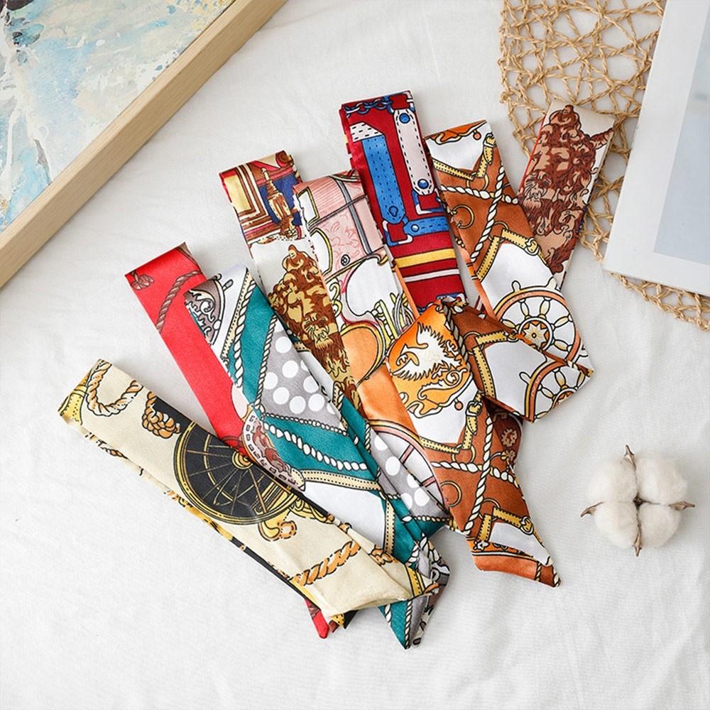 Long Slender Scarf Double-Sided Streamer Handbag Handle Ribbon Hair Band Neckwear/Wrist/Waistband