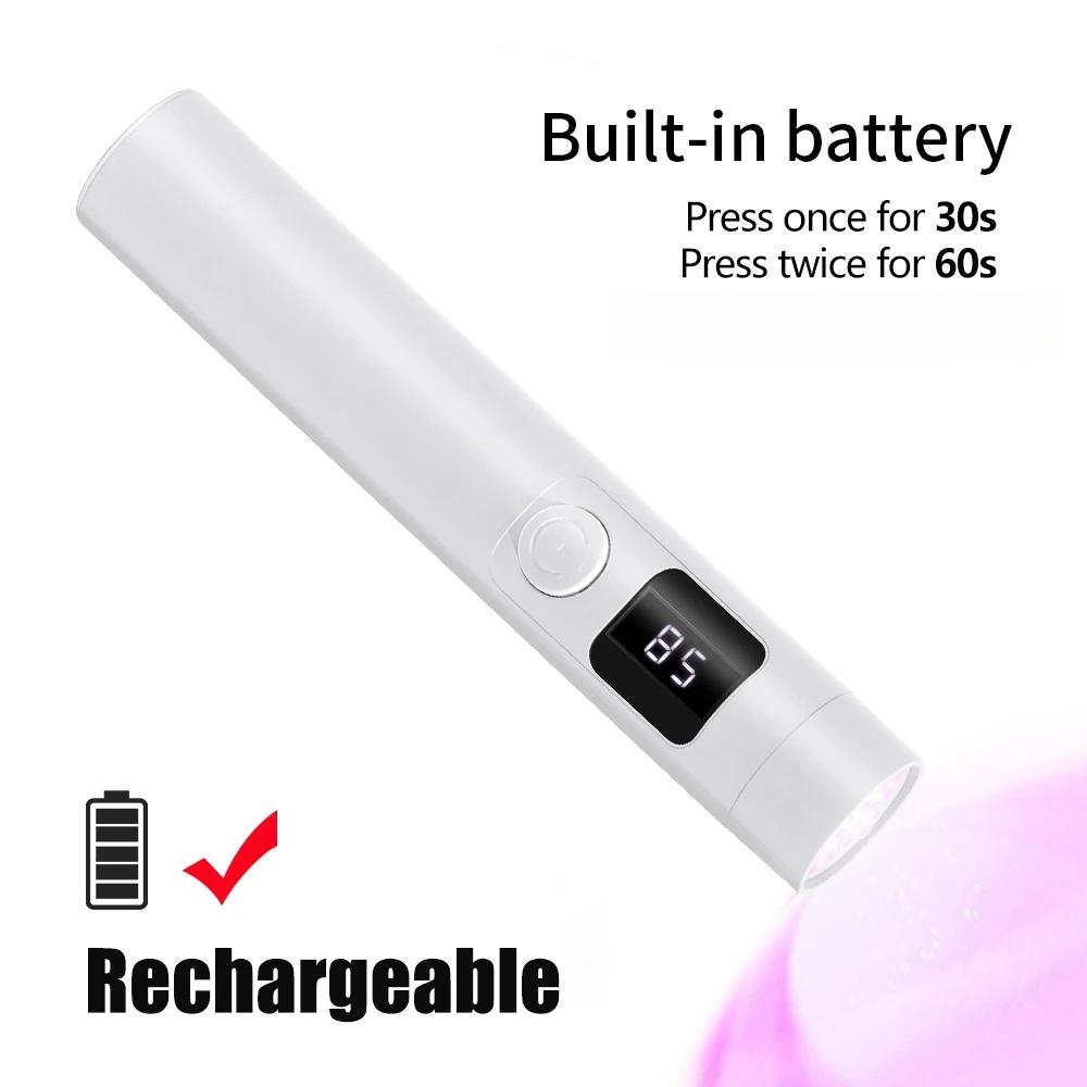 

Handheld UV Light for Gel Nails Rechargeable with LCD Fast Curing Display for Rhinestone Glue Decoration DIY At Home белый