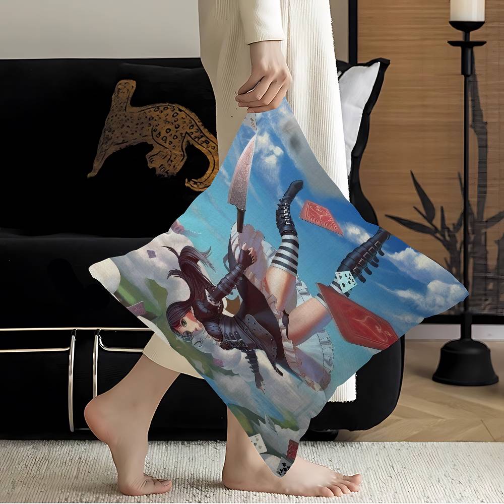 Horror Game AAlice MMadness RReturns Pillow Covers Cartoon Sofa Decorative Home Doublesided Short Plush Cute Cushion