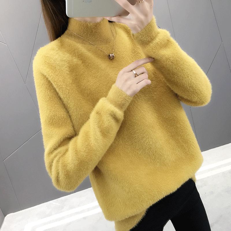 Female Cashmere Blended Knitted Sweater Women Tops Autumn Winter Turtleneck Pullovers