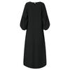 Muslim New Women's Solid Color Fashion Casual Long Sleeve Ruffle Dresses