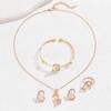 Light Luxury Simple Delicate Gold Diamond Heart Necklace Earrings Bracelet Ring Set