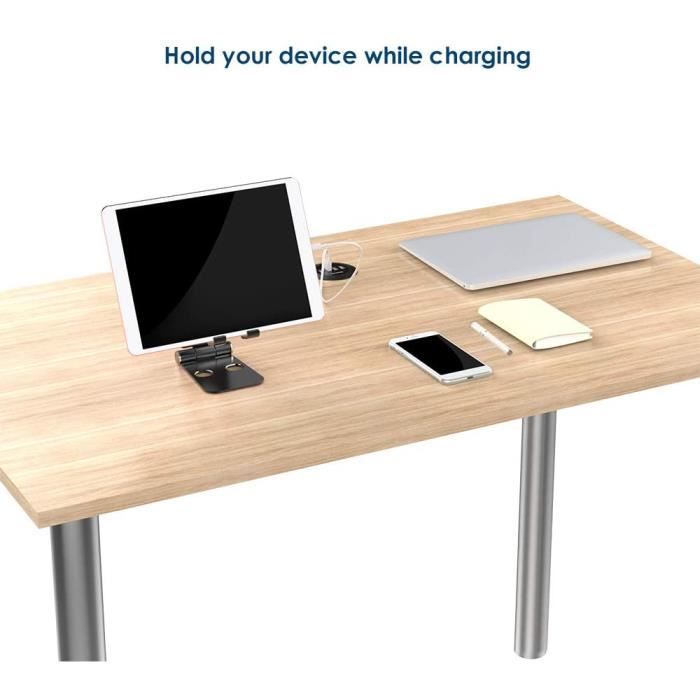 Support Téléphone - Accessoires - Pliable - Ajustable - Compatible 4-10 pouces - Noir