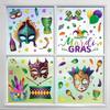 Reusable Mardi Gras Window Stickers Masquerade Mask Feather Pattern Glass Door Decor Festival Party Supplies Carnival Decoration