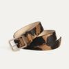 Black And White Cow Pattern Faux Leather Belt With Day Buckle For Ladies