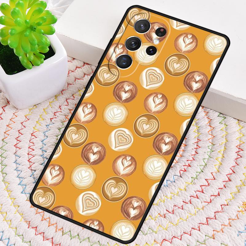 Latte Love Brown Heart Aesthetic Silicone Phone Case For Samsung Galaxy note 10 pro S26 S25 S24 S23 S22 S21 Plus Ultra Cover