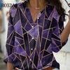 Spring Long Sleeve Button Shirts 3D Floral Printed Loose Lapel Shirt Vintage Women's Blouses Tops Summer Female Clothing 2026