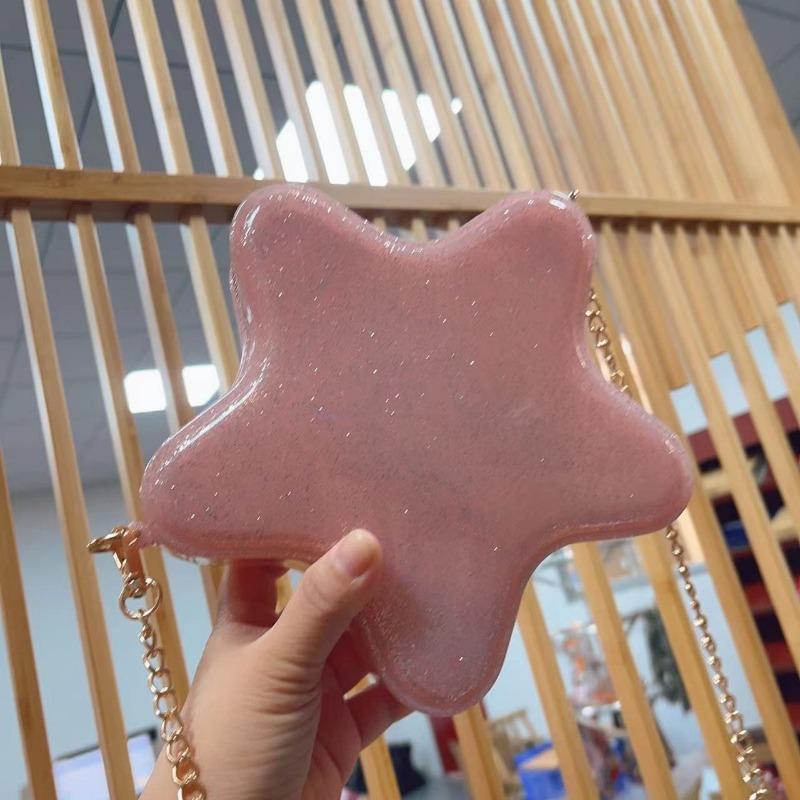 Cartoon Star Shaped Evening Clutch Bag with Strap Party Designer Style Shoulder Purse Children Jelly Clutch Handbag Candy Colors