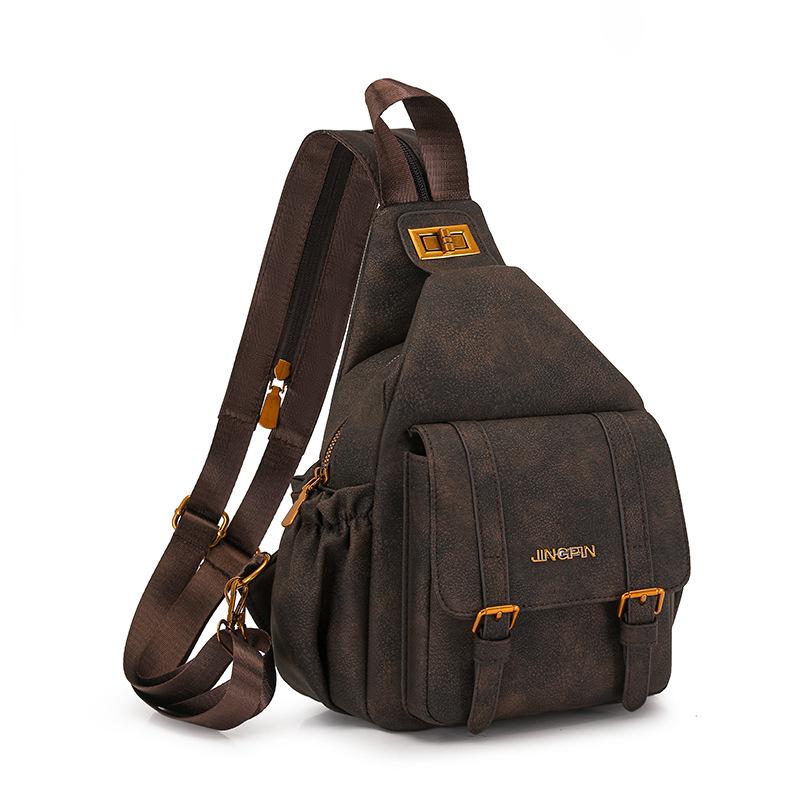 PU Damen Retro Brusttasche Mehrzweck Große Kapazität Umhängetasche Leichter Rucksack