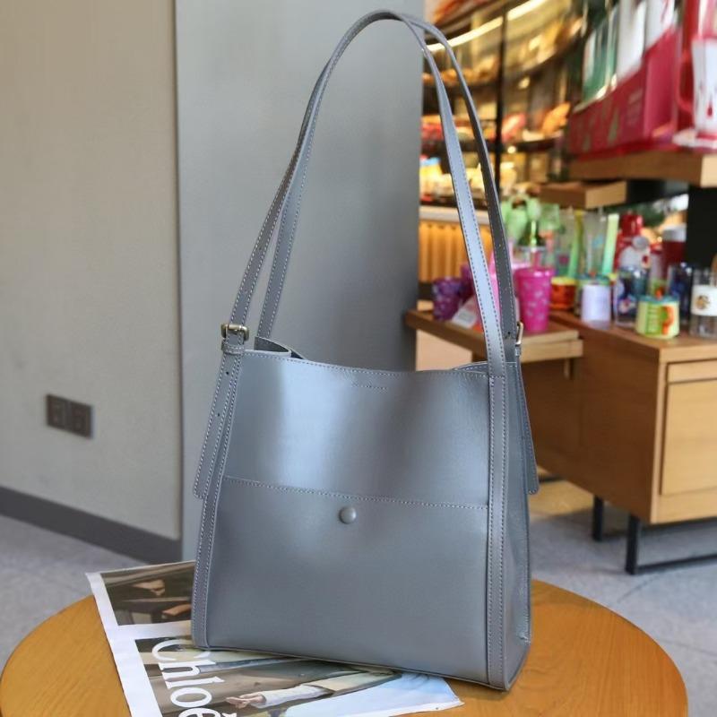 Tragetasche Großvolumig Echtes Leder Damen Tasche Rindsleder Ein-Schultertasche Eimertasche