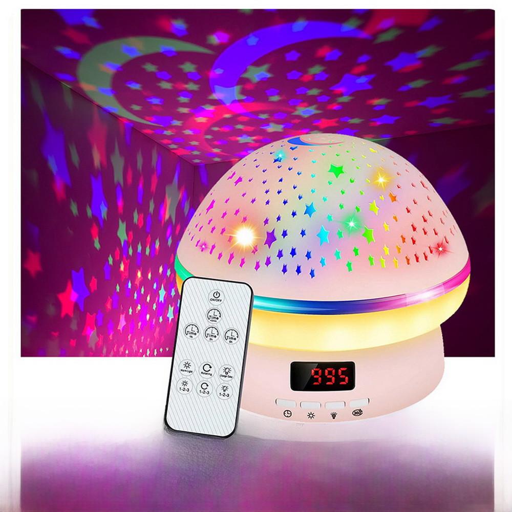 Star Night Projector Light Mushroom Timer Rotation Abs For Kids Gift Bedroom