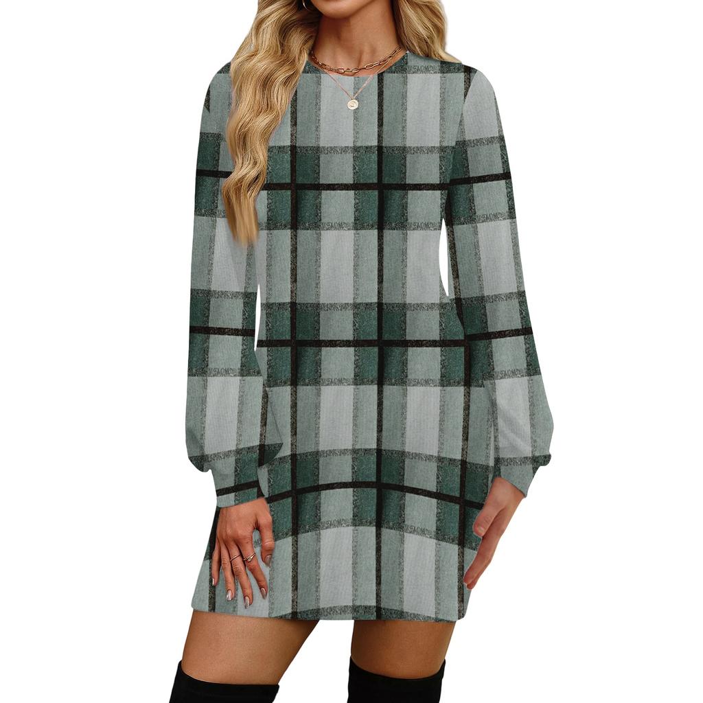 Women's Fashion Casual Round Neck Long-Sleeve Dress