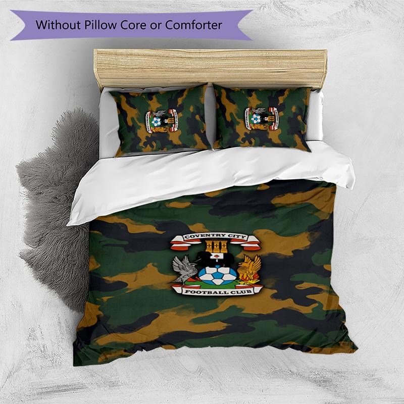 Set Lenzuola Stampato Coventry City Football 3 Pezzi, Comodo Set Copripiumino per Camera da Letto Amico della Pelle