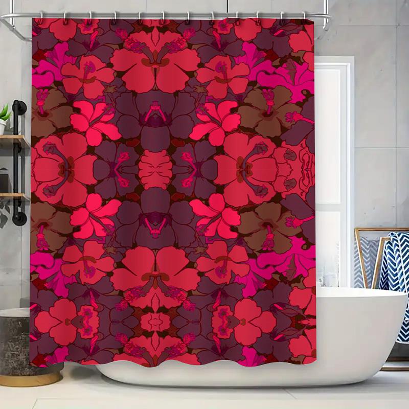 

Modern Polka Dot Bath Shower Curtain Waterproof Polyester Fabric Decorative Set For Bathroom In Rich Maroon Color With 12 Hooks W60H190(CM)-1 Pcs