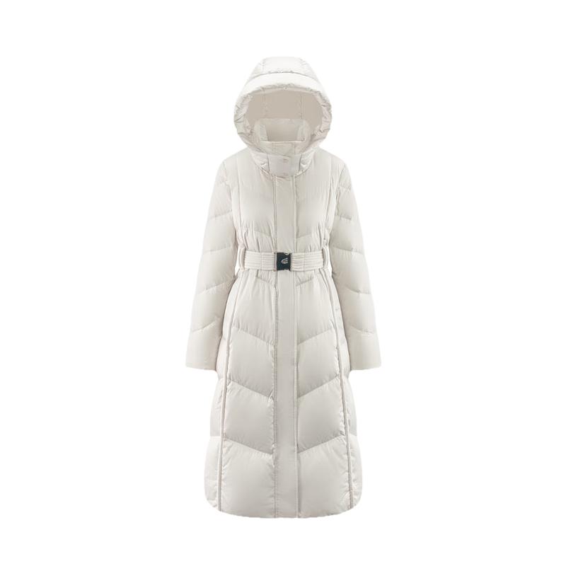 Ailolaiyi Women's Elegant Cinch-Waist Long Down Coat