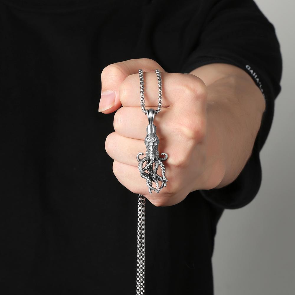 Octopus Sea Monster Pendant Necklace Cthulhu Men's Necklace Pure Tin Anti-Oxidation Jewelry