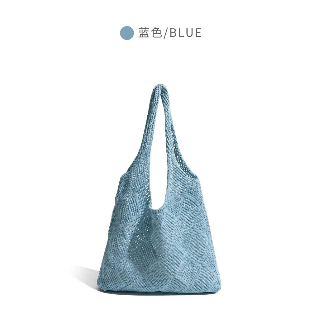 Summer super fire woven bag women's new literary and artistic style wool knitted vacation beach bag shoulder messenger bag