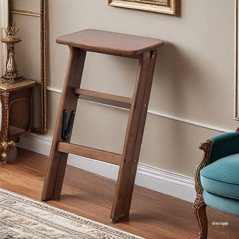 Multifunctional Folding Step Stool: Two-Step Ladder & Storage Rack for Kitchen & Bar