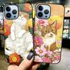 Cartoon Cute Cat Case for Iphone 14 13 11 12 Pro Max Mini Xs Xr X 7 8 6s Plus Se 2022 Tempered Glass Cover Animal Fundas