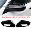 Gloss Black For Honda 10th Civic 2016-2021 Rearview Side Mirror Cover Cap 1Pair