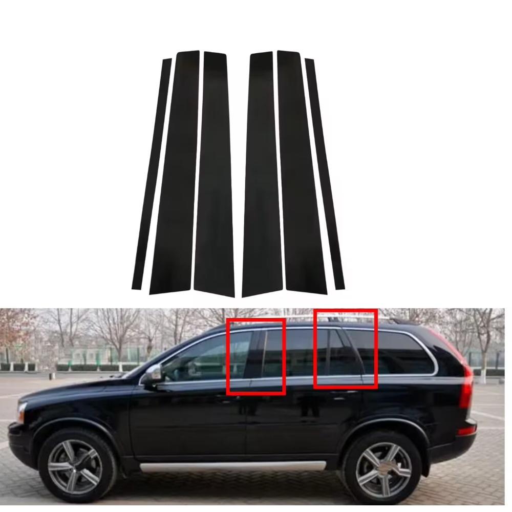 6PCS Glossy Black Pillar Posts Fit For Volvo XC90 2003-2010 2011 2012 2013 2014 Window Cover Door Side Trim Sticker Accessories