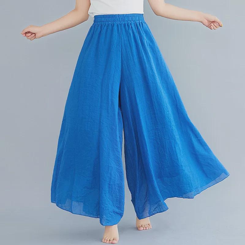 Ethnic Style Plus Size Elastic Waist Linen Skirt-Pants, 12 Colors - Lotte 2024 Mori Girl Collection