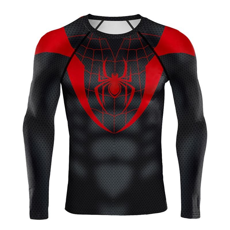 3D Printed Men's Long Sleeve T-shirt Superhero Tee Casual Loose Fitness Sports Tops Street Clothes