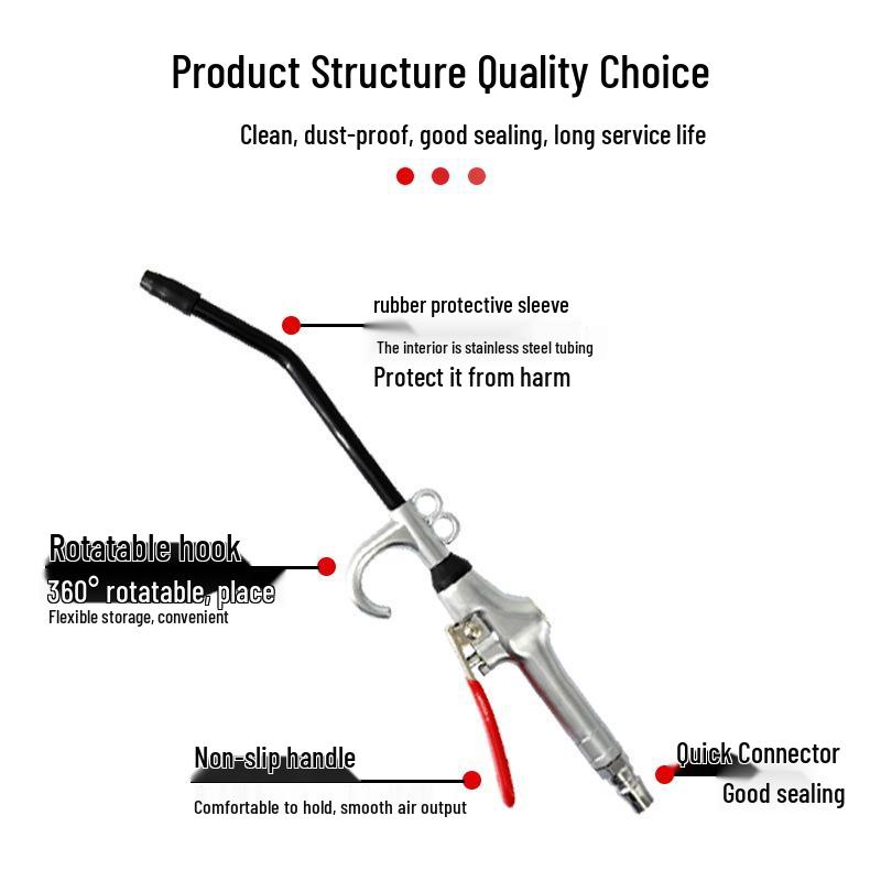High-Pressure Pneumatic Dust Removal Gun with Extended Nozzle for Air Compressor