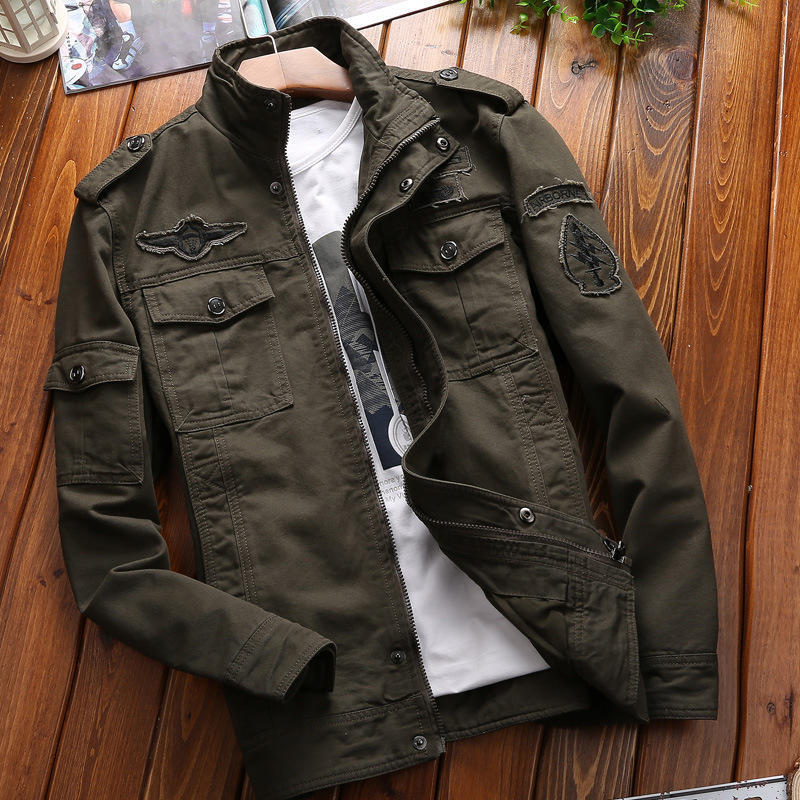 

Autumn Multi-pocket Tooling Jacket Men s Middle-aged and Young Adult Large-size Casual Outdoor Military Jacket Thin 6XL зелений