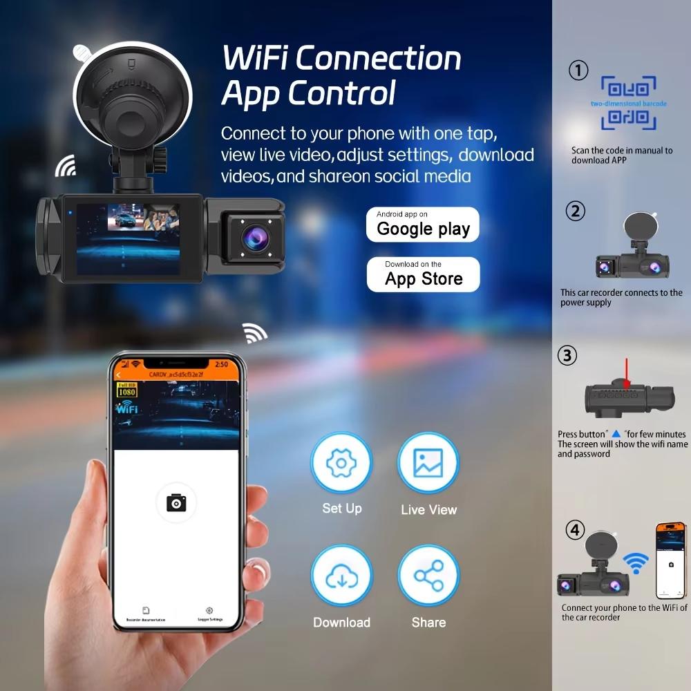 New 3-Channel Dash Cam WIFI CAR DVR 1080P 3-Lens Inside Vehicle Dash CamThree Way Camera  Black Box Recorder Video Registrator Camcorder