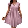 2025 European Spring Women's V-neck Hollow Short Sleeve Cover-up Dress