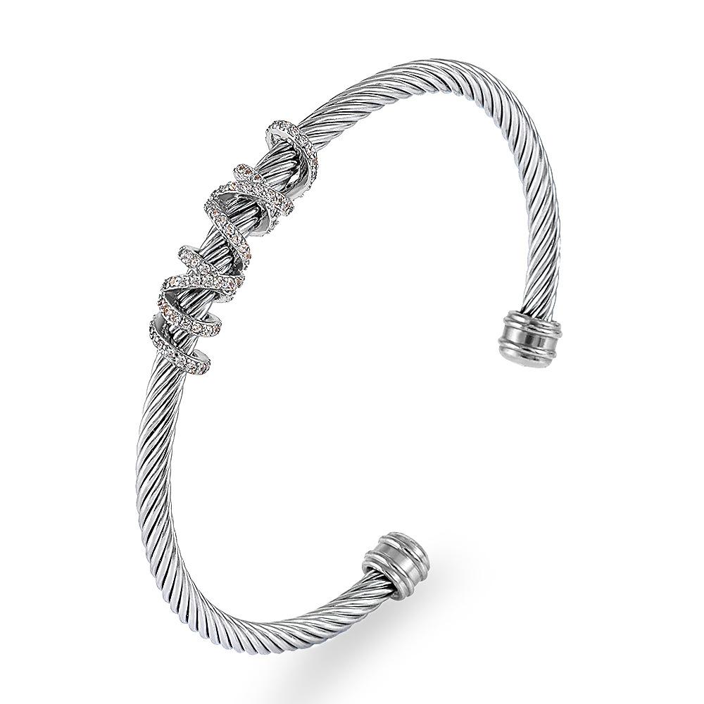 

European and American Twisted Wire Gold Opening Bracelet, Brick Bracelet, Cable Wire Rope Bracelet 2026 18CM