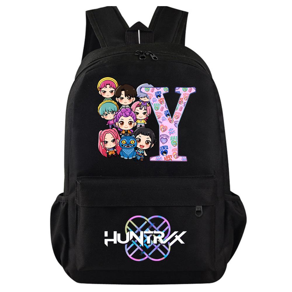 26 English Letter Kpop Demon Hunters Printed Backpack for Teenager Student Girl Boy Bookbag Schoolbag Women Large Capacity Travel Bag Kid Gift Rucksak