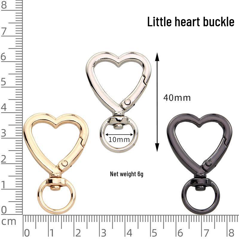Love Heart Rotating Keychain Pendant - Heart-Shaped Zinc Alloy Handbag Accessory & Spring Ring Jewelry